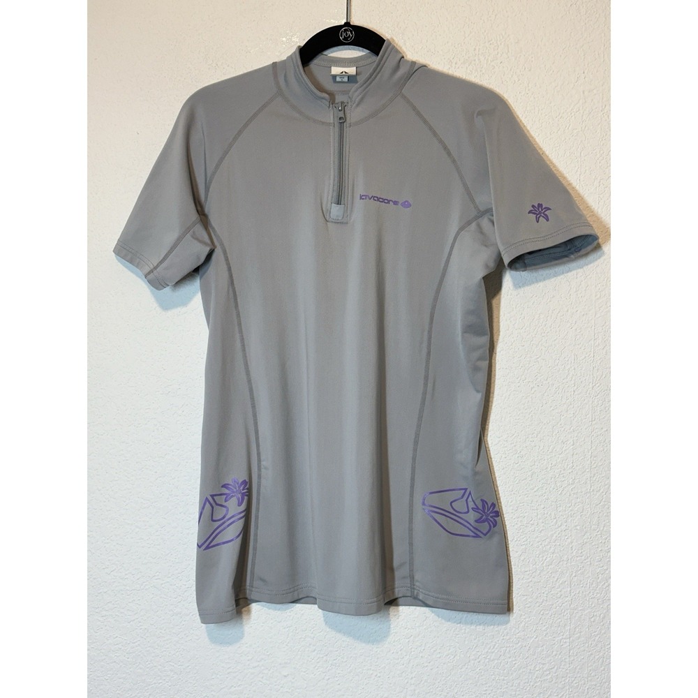 Lavacore Shirt Short Sleeve Gray 1/4 Zip Size  14 L Scuba Dive Paddleboard Surf